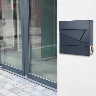 Поштовий ящик Bobodeco Dreispitz антрацит RAL 7016 з оглядовим вікном та газетницею, замок