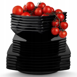 Обідній сервіз Konsimo чорний, квадратний, 18 предметів на 6 осіб