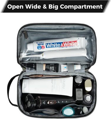 Чоловіча дорожня косметичка Ecohub Kuturbeute, водонепроникна, з відділенням для мокрого та сухого, чорна (L)