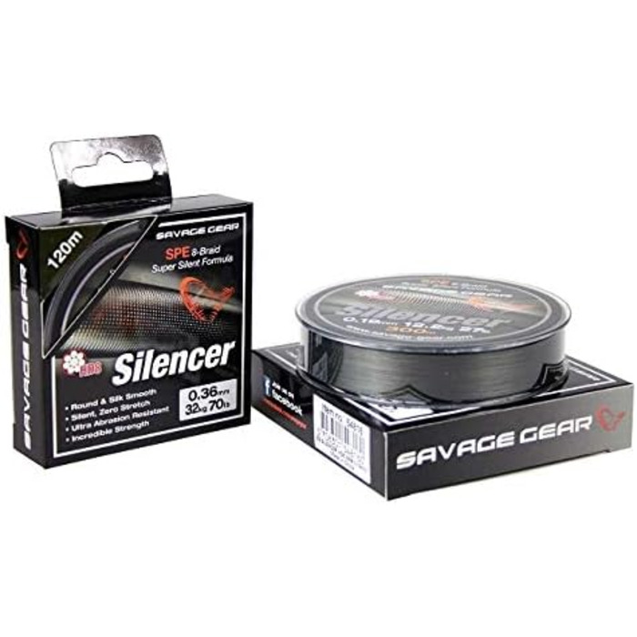 Braided Line SAVAGE GEAR HD8 Silencer Braid Fishing Line 120m/300m Top! (0.09mm / 120m / 4.7kg)