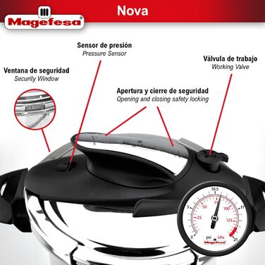 Скороварка з нержавіючої сталі Magefesa Nova 4 л з датчиком тиску, для індукції, енергозберігаюча