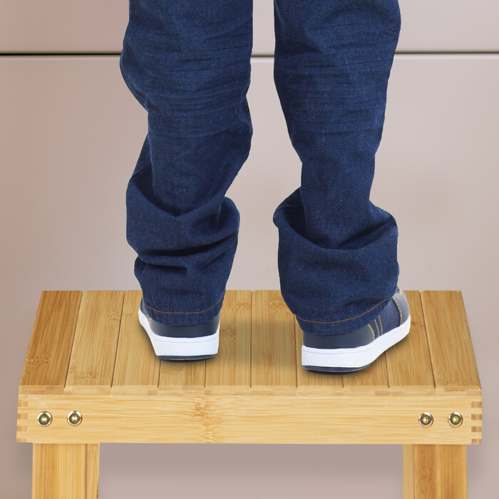Relaxdays Large Bamboo Footstool
