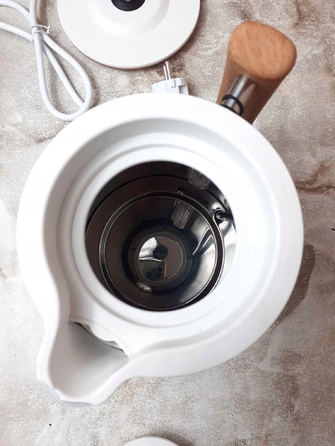 Електричний чайник Cecotec Thermosense 400 (білий з дерев'яними елементами), 3000 Вт, 1.7 л