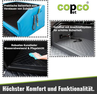 Автоматичне лежанка для собак CopcoPet у багажник, 100x80x38 см, штучна шкіра, захист багажника, водовідштовхувальна, стійка до подряпин, з захисним покриттям, для подорожей (Синій/Сірий, 70x55 см)