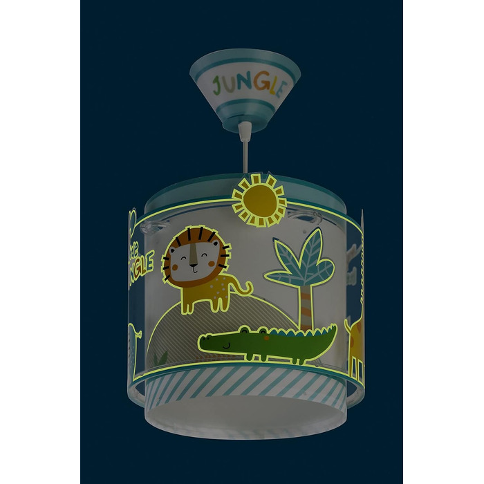 Dalber Children's Lamp Pendant Light Hanging Lamp My Little Jungle Jungle Animals Lions Elephants Giraffes Crocodile, Colorful