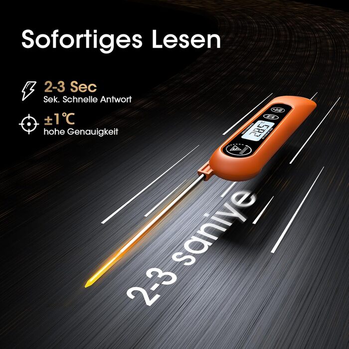 Цифровий кухонний термометр DOQAUS: для приготування, смаження та гриля. Швидкий LCD дисплей, автоматичне вмикання/вимикання.