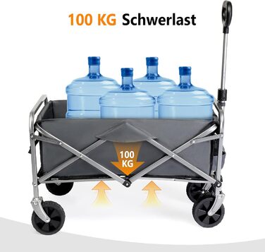 Візок-теліжка Bonllo Bollerwagen складний, 100 кг, Oxford 600D, сірий - для кемпінгу, покупок, саду