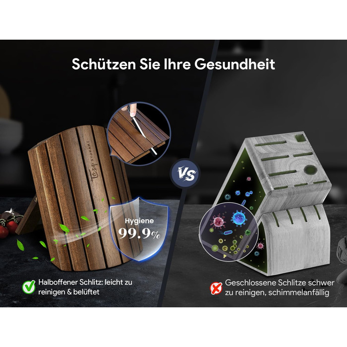 Набір кухонних ножів Messerset 7 предметів у японському стилі з магнітним блоком з акації, сталь карбонова, ергономічна ручка