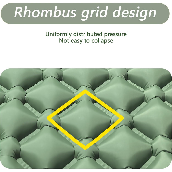 Надувний килимок для кемпінгу Isomatte: самонадувний, ультралегкий, з помпою та подушкою для відпочинку на природі, в походах, на пляжі та в наметі (зелений)
