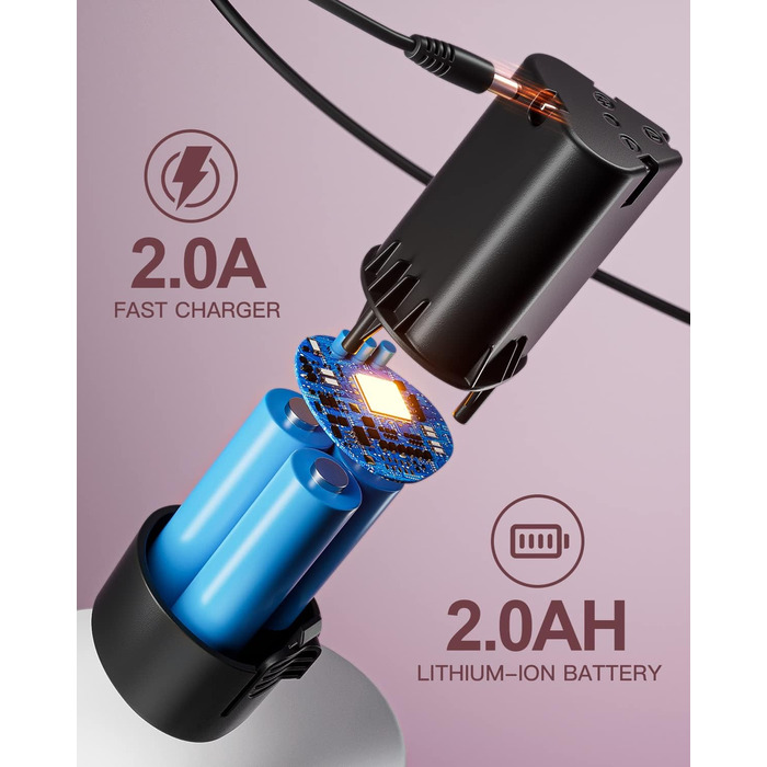 Акумуляторний шуруповерт 12V з набором 2000mAh, 24 шт. аксесуарів та кейсом, 25Nm, 2 швидкості, 25+1 момент, 10мм патрон, LED, рожевий