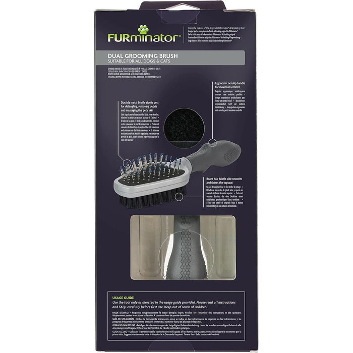 FURminator подвійний гребінець для собак та котів - 2 в 1 для догляду за шерстю, видалення котушок, відмерлого волосся та бруду