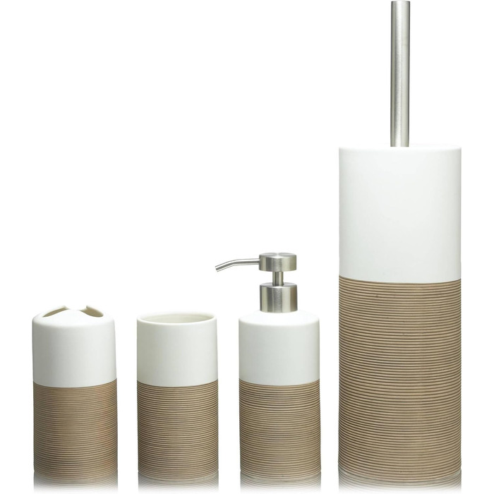 Набір для чищення унітазу Sealskin Doppio з натурального порцеляну, з алюмінієвою ручкою, без свердління, колір пісок, ручна робота