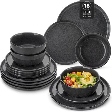 Набір посуду Steingut vancasso ANYA, 18 предметів, сірий (6 персон)