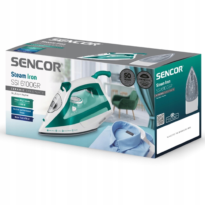 Парова праска Sencor SSI 6100GR, 470 мл, 2600 Вт