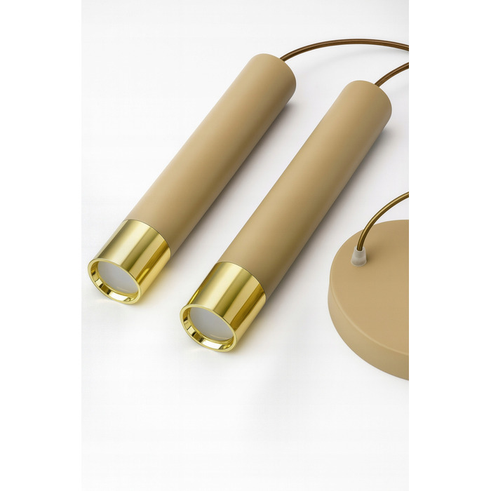 Стельова підвісна люстра-циліндр Kaszmir, бежевий екру, LED — для кухні, вітальні або над стільницею