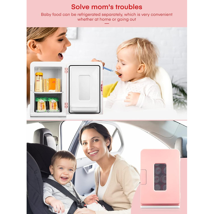 Northclan 15L Mini Fridge - Portable Cooler & Warmer for Home & Car - 220V AC/12V DC - Pink
