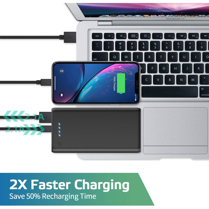 Powerbank MagSafe з LED дисплеєм, 26800mAh, 25W PD, чорний. Бездротова зарядка, USB-C вхід/вихід, сумісний з iPhone 16/15/14/13/12