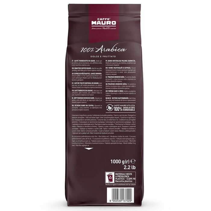 Кава в зернах Caffè Mauro Torrefazione 100% Арабіка, середній обсмаження, інтенсивність 5/10, Італія, 1 кг
