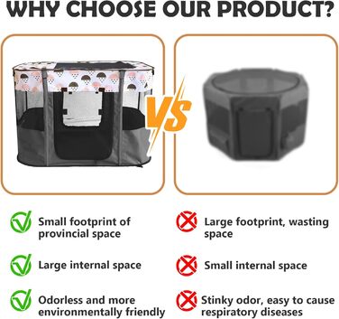 Клітка-забіг для цуценят, сіра. Розміру L. Розкладний забіг для тварин, огорожа для цуценят, портативна клітка для кошенят, цуценят, кроликів