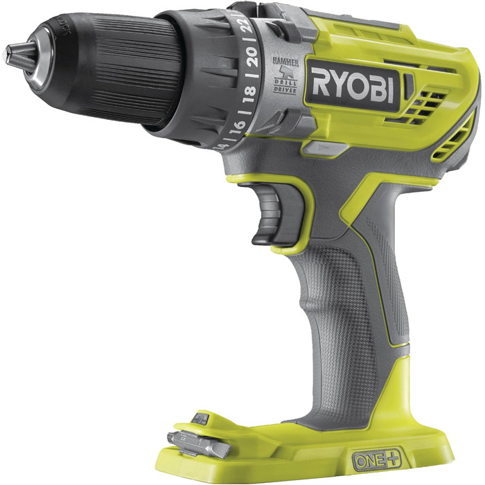 RYOBI 18V ONE+ акумуляторний ударний дриль-шуруповерт, комплект R18PD3-140SA, 4Ah, зарядний пристрій, набір біт RAK31MSD, сумка для інструментів