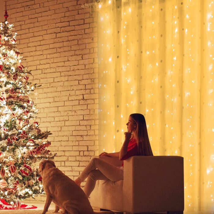 Льодогенератор Yizhet 3x3м з 300 LED (тепле світло) – вологостійкий декор для дому, вечірки, Різдва, тераси