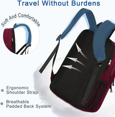 Рюкзак для ноутбука 15.6 дюймів (39,6 см), антикрадійний, для подорожей, роботи, навчання (червоний)