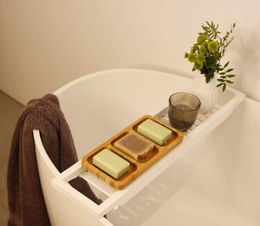 Стильна трисекційна мильниця з натурального бамбука для ванної/душу/кухні з водовідведенням та вентиляцією для швидкого висихання мила, гігієнічна, неслизька