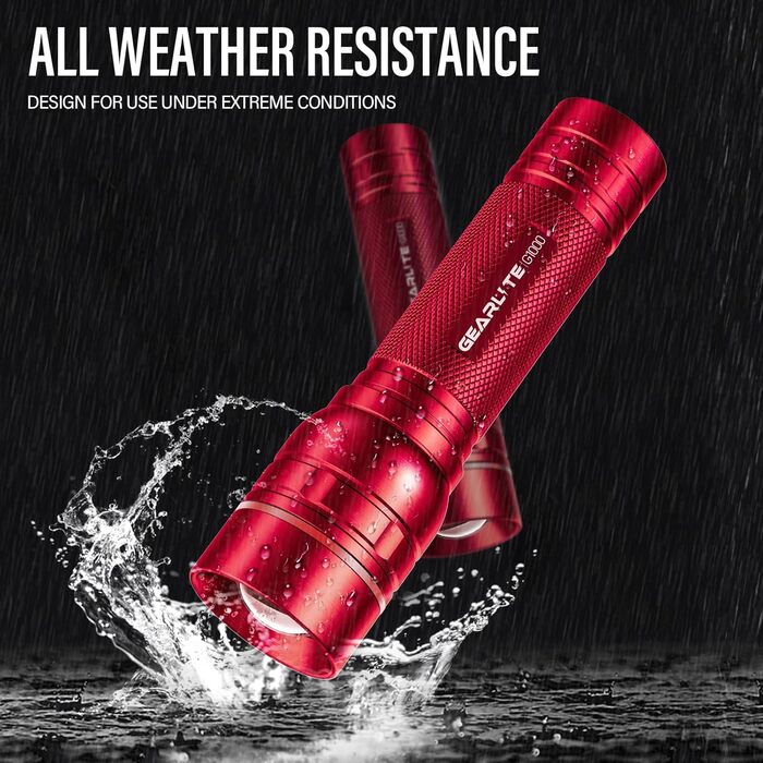 LED ліхтарик Gearlite: надпотужний, перезаряджається, 1000 люмен, 3 режими, Zoom, IP65, для кемпінгу та активного відпочинку