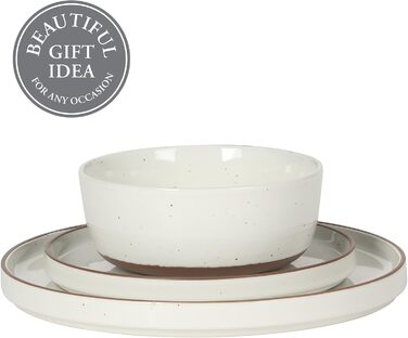 Сервіз набір 16-ти частинний Gibson Elite Northrock Steingut для 4 осіб: тарілки та миски, білий з ручним розписом, кераміка (Northrock)