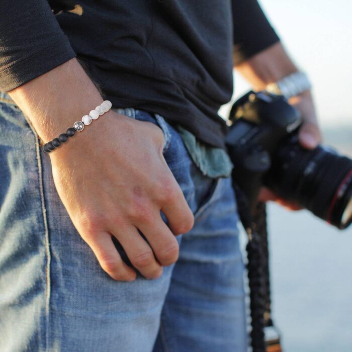 Чоловічий браслет GAVU з кристалами Інь-Ян (Голiт), срібло