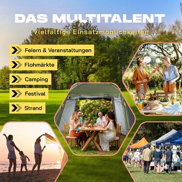 Lumaland Outdoor 2.5 x 2.5m | Waterproof & UV Protection | Garden Tent incl. 1 Side Wall & Bag & Stakes | Robust Camping & Party Tent | Pop Up Tent Setup in 2 Minutes [] (Gazebo XXL, Green)