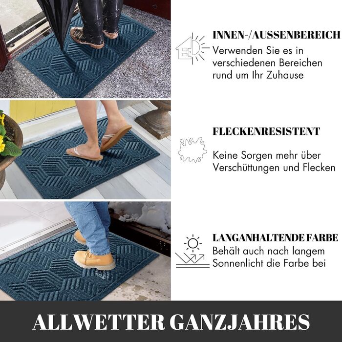 Килимок Yimobra для дому та вулиці: антиковзаючі, миючі, водостійкі (92 x 61 см, блакитний)