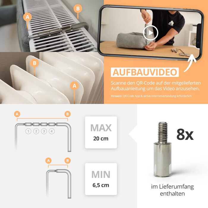 Premium Cat Heating Bed - Murphy - for cats up to 12kg - suitable for all radiators - all-around padded - cat bed for the heater