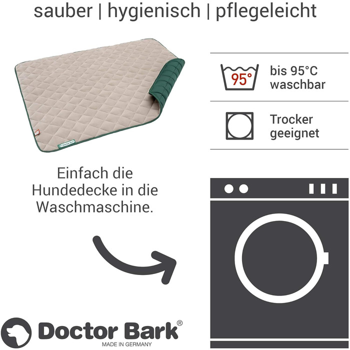 Підстилка для собак Doctor Bark з флісу, двостороння - м'яка та міцна, для великих собак. Можна прати до 95°C. Якісна підстилка для дому та вулиці (XL - 120x100 см, Бежевий/Зелений)