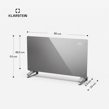 Конвекторний обігрівач Klarstein Bansin Smart 2500W з керуванням через додаток, X-подібним нагрівальним елементом та захистом від перегріву, для кімнат та зимових садів (Кристал)
