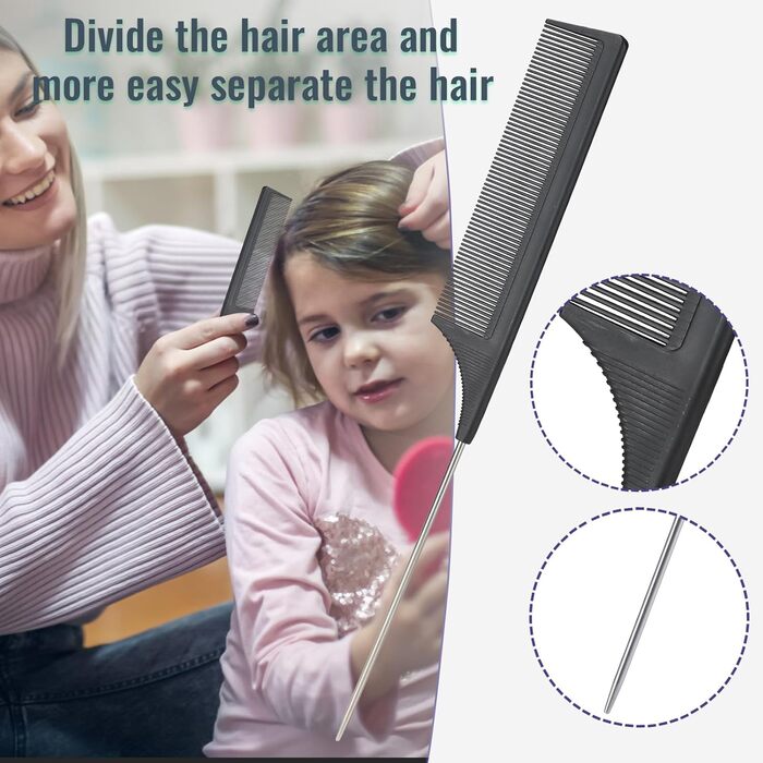 Набір гребінців для волосся з пульверизатором 200 мл: розпушувач, накручувач, двосторонній гребінь (чорний)