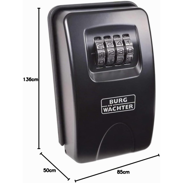 Ключниця-сейф Burg Wächter Key Safe 10 SB з 4-цифровим кодом для зовнішнього та внутрішнього встановлення, чорна