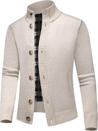 Чоловічий светр з кишенями, теплий і товстий, на осінь та зиму, бежевий, розмір S