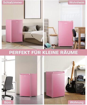 Холодильник Upstreman 91L BR321-Rosa з функцією швидкого охолодження, 5 температурних режимів (1-8°C), енергоефективний, 41 дБ, компактний, для студентів/офісу