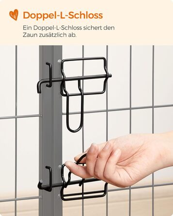 Вольєр для тварин Feandrea Freilaufgehege XL (77x80 см), чорний, з 8 панелей, DIY, для дому та вулиці