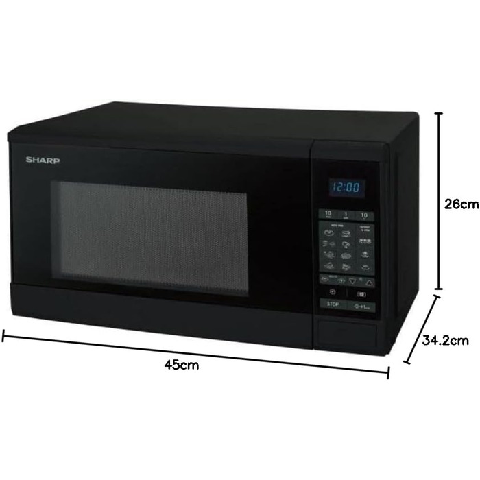 Мікрохвильова піч Sharp R-270BK Solo, 20 л, 800 Вт, чорна