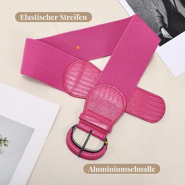 Жіночий широкий еластичний ремінь WERFORU для суконь та костюмів (94-107 см, рожевий)