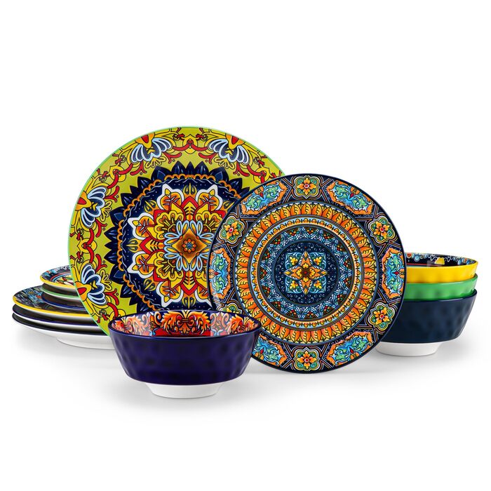 Набір посуду з порцеляни Vancasso на 6 осіб (18 предметів): тарілки, десертні тарілки, миски, серія KRVI