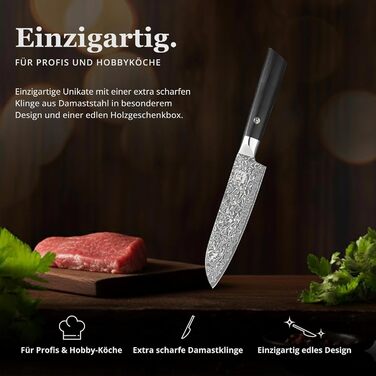 Ніж кухонний Zayiko Black Edition Santoku, сталь VG10 дамаск, 13 см, рукоять Pakkaholz, преміум