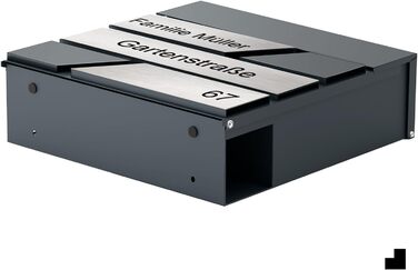 Поштовий ящик для газет Anthrazit з іменним шильдиком Julia Standard UV - настінний, порошкове покриття RAL 7016, 37x37 см