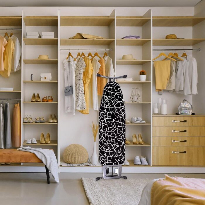 Чохол для прасувальної дошки Umiin, 115x35 см, еластичний, з бавовняним шаром та 6 мм повстяною підкладкою (Чорний & Білий)