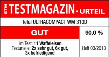 Tefal Heart Waffle Maker WM310D | Makes waffles in heart shape | Variable temperature control for desired browning | Non-stick plates | Batter collection tray | Black | 1000 W
