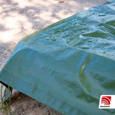 Waterproof tarpaulin 260g/m² 8x10m with tear-resistant eyelets, sandbox and pool cover, woven tarpaulin for car, motorcycle, bicycle - Windproof cover for outdoor use, green