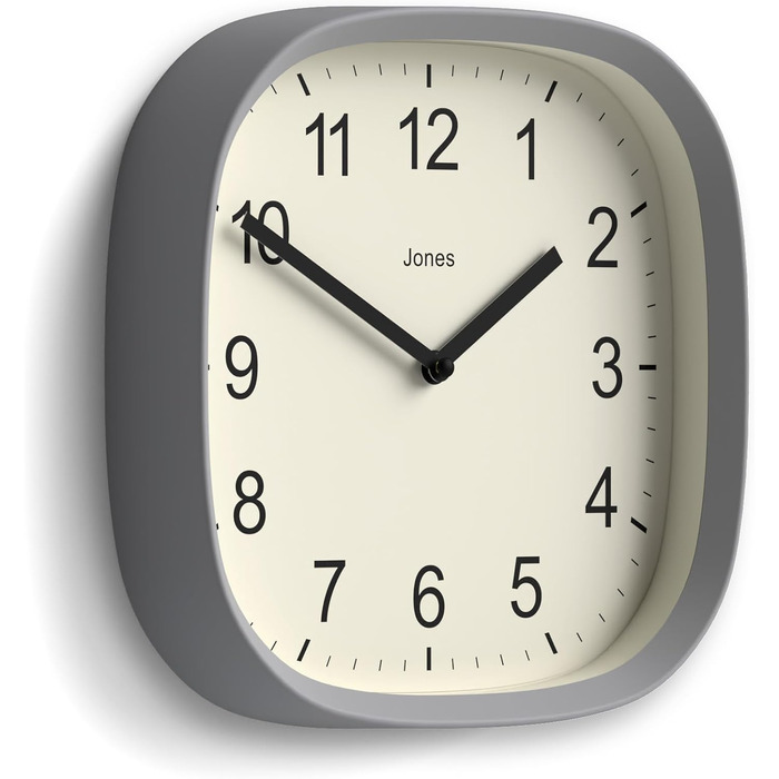 JONES CLOCKS Square Retro Wall Clock made of high-quality acrylic, 'Sprite' in Mint 25 x 25 x 5 cm (Gray)