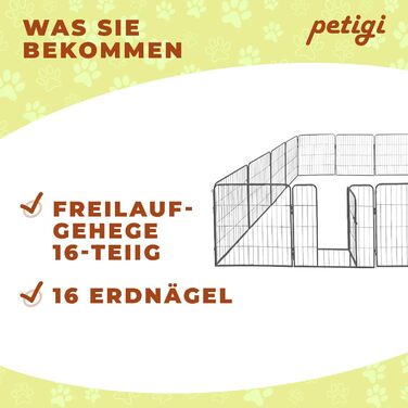 Вольєр для цуценят Petigi: сталевий вольєр-клітка, розкладний, 80x80 см, сітка 47 мм, для саду